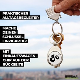 huuraa Dragon Silhouette Keyring Gift Pendant Shopping Trolley Token Dragon Gift Idea, metal, Unit size