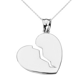 Heart Pendants Sterling Silver Broken Necklace, 16"
