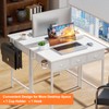 Furologee 32" Small White Computer Desk with 3 Fabric Drawers,