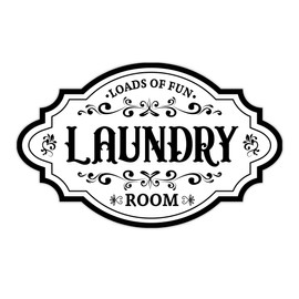 Laundry Room Door Sign Sticker，Self-Adhesive Waterproof Vinyl Vintage Laundry Room Sign for House，Home，Business, Wall Decor（White）
