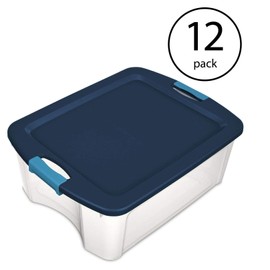 Sterilite 12 Gallon Latch and Carry Storage Tote Box Container, Clear (12 Pack)