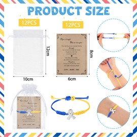 Hicarer 12 Set Bridesmaid Gifts Down Syndrome Awareness Bracelet with Wedding Health Jewelry Pouch Cards(Down Syndrome)