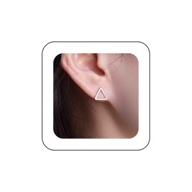 Vacaonio Minimalist Geometric Stud Earrings Hollow Triangle Earrings Tiny Gold Silver Earrings Open Triangle Stud Earrings Simple Earrings Stacking Earrings Jewelry for Women (Gold Triangle 1)