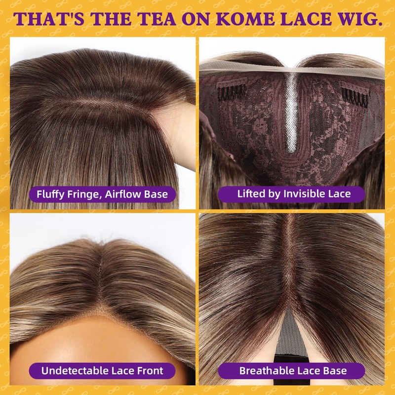 KOME Dirty Blonde Layered Wavy Synthetic Lace Front Wig With