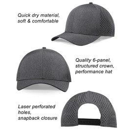 Oversize XXL Baseball Cap for Big Heads, Extra Large Performance Snapback Hats, Plus Size Quick Dry Mesh Ball Cap Grey