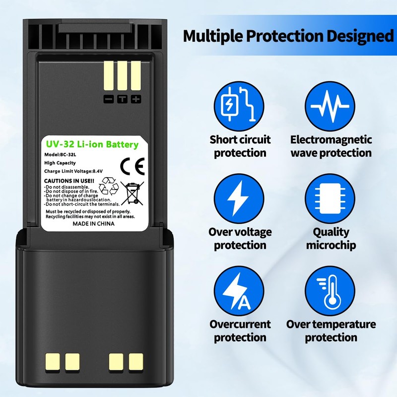 BAOFENG DM32 Battery 3800mAh Extended High-Capacity Rechargeable Battery