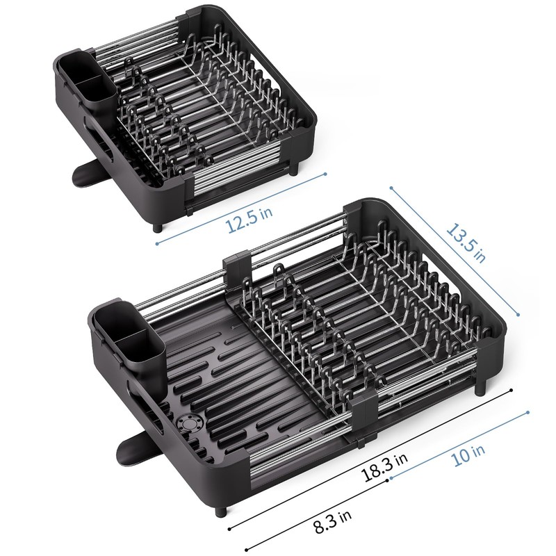 Dish Drying Rack for Kitchen Counter, Extendable Dish Rack with