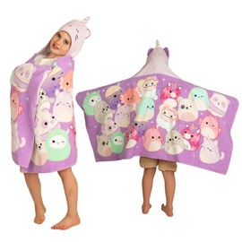 Franco Squishmallows Cienna Hooded Towel 24x50 Soft Cozy Bath Wrap for Kids