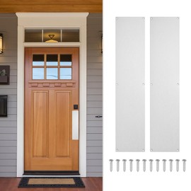GLOKUUCA 2 Pcs Push Door Plate - 4 x 16 Inches Aluminum Door Push Plate Door Kick Plate,1.5mm (1/16 Inch) Thickness,Metal Door Plate with 12 Screws for Door Interior Exterior (Silver)