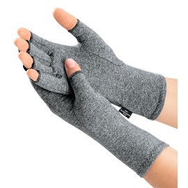 IMAK Brownmed Compression Arthritis Gloves - Compression Gloves for Arthritis & Joint Pain Support - Men's & Women's Fingerless Gloves to Support Circulation - Grey - Small