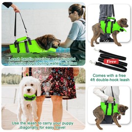 Fragralley Dog Life Jacket with Self-Locking Zipper, High-Buoyancy Ripstop Dog Swimming Vest, Floating Vest with Rescue Handle for Swimming and Boating, PFD Available for Small, Medium, and Large Dogs