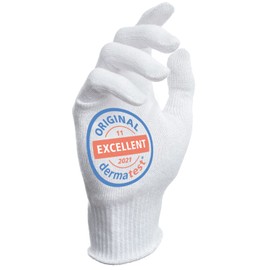Cotton Gloves, 1 Pair with Elastane, Soft Textile Gloves Made of Cotton with Tight Cuffs, Gloves Made of Cotton, Dermatest: Very Good, White