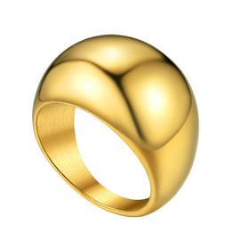 GoldChic Classic Shiny Convex Ring Made of 316L Stainless Steel in Width 8.8 mm/16 mm/23.5 mm Simple Stackable Band Ring with Rhinestone Stars Slim Memorial Women's Ring Size 54.4 (17.3) - 67.2 (21.4)