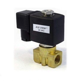AceCrew Brass Electric Solenoid Valve VITON 3/8 inch NPT, 24VAC Normally Closed - flow control valve for fluid, gas, air