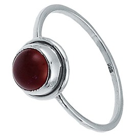 Chic-Net Silver Ring Carnelian 6 mm Red Round Edge 925 Sterling Silver Stone Rings Jewellery, Sterling silver, Carnelian,