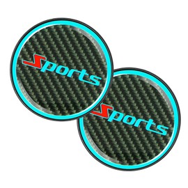 MOXRUQ 2 PCS Car Cup Coasters, Luminous Car Coasters, 2.83" Carbon Fiber Non-Slip Insert Coaster, Universal for Most Cars (Sport)