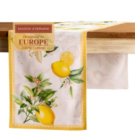 Maison d' Hermine Tablerunners 100% Cotton Decorative Tablerunner Easter Table Cover for Holiday, Dinner, Wedding, Camping & Dining, Limoncello (Double Layer) - Spring/Summer (14.50"x72")