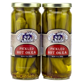 Amish Wedding Hot Pickled Okra 16oz (Pack of 2)