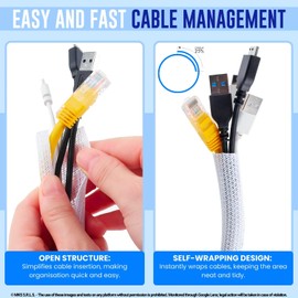 MarketConnect® Self-Closing Cable Sheath Diameter 9 mm, Length 4 m • For Collecting and Hiding Cables • Ideal for Desk and TV • White