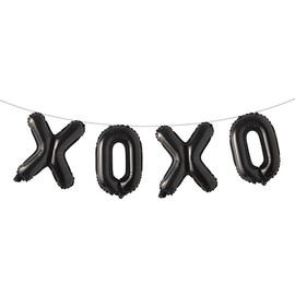 XOXO 16 Inch Letter Foil Balloons for Wedding, Engagement, Valentine's Day, Wedding, Bridal Shower, Birthday Party, Decorative Balloons Multicolor (XOXO Black)