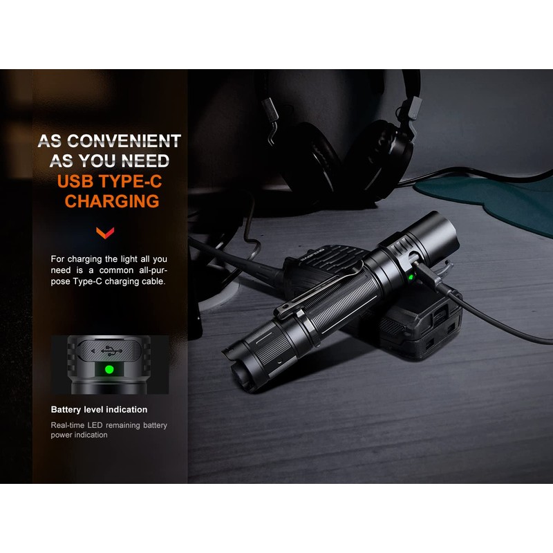 Fenix PD35R USB-C Rechargeable Tactical Flashlight,1700 Lumen with 2X Batteries