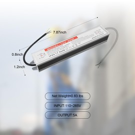 QNNP® LED Driver 60 Watts 12V DC Low Voltage Transformer Waterproof IP67 Power Supply Transformer Adapter AC 100V-120V to 12V DC, LED Power Supply for Indoor Outdoor LED Lighting