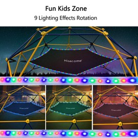 Hisecome Climbing Dome Hammock with Light, Accessory for Climbing Dome, fits 10 x 5 ft Climbing Dome, with Light Canopy Bearing 300 LBS. (Hammock only, Batteries×6)