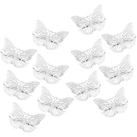 Butterfly Haarklammern, 12 Stück, süßes Metall, Schmetterling, Haarclips, Haarklammern, Schmetterling, Haarclips für Girls / Mädchen, Hochzeitsriemen (Silber)