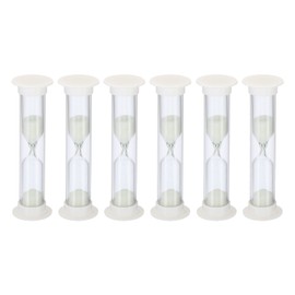 PATIKIL 2 Minute Sand Timer, 6Pcs Small Sandy Clock with Plastic Cover, Count Down Sand Glass for Games, Kitchen, Party Favors DIY Decoration, White