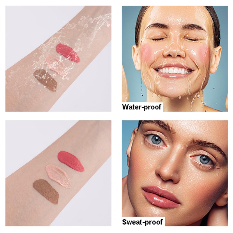 Contour+ Highlighter+ Face Blush with Face Brush, Long-Lasting and Smooth
