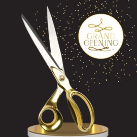 11" Gold Scissors for Grand Opening – Heavy Duty Gold Ribbon Cutting Scissors for Special Events Inaugurations Ceremonies Sharp Stainless Steel Shears Gold 11 Inch Best Shears for All Purpose