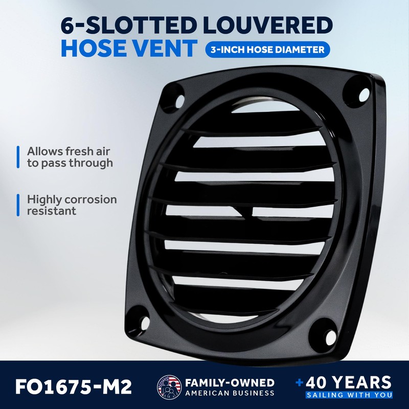 (Black (Pair)) - Five Oceans Air Louvred Flush Thru Vent,