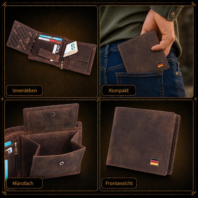 Hodalump Genuine Leather Men's Wallet in Gift Box with RFID