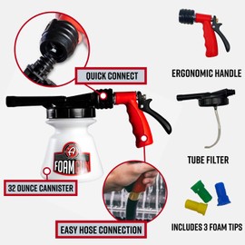 Adam’s Standard Foam Gun - Car Wash & Car Cleaning Auto Detailing Tool Supplies | Car Wash Kit Soap Shampoo & Garden Hose for Thick Suds | No Pressure Washer Required | Car Detailing Too