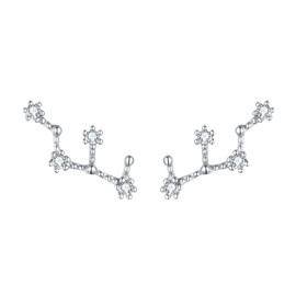 BriLove Women 925 Sterling Silver CZ Virgo Crawler Earrings - Horoscope Zodiac 12 Constellation Astrology Ear Vine Post
