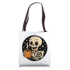 Brew-tally Cute Skeleton Sipping Coffee Tote Bag