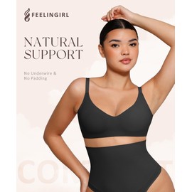FeelinGirl Bralettes Wireless Seamless Bra for Women: No Underwire Comfort Buttery Soft Everyday Bras Black