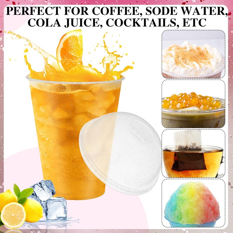 Ninehaoou 24 Sets Slushie Cups with Dome Lids and Straws