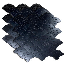 XUANINY 7-Sheet Peel and Stick Metal Backsplash Tiles, Self Adhesive Cloud-Shaped Aluminum Mosaic 3D Wall Sticker for Kitchen Bathroom Living Room Decor (Black, 11)