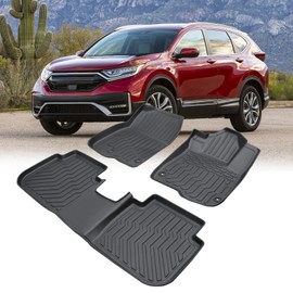 UNSTECH Car Floor Mats Fit for 2023-2024 Hon-da CR-V/CRV Hybrid Models, All Weather TPE Car Liners, 1st & 2nd Row Set Black