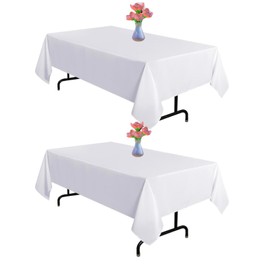 Vnituasr 2 Pack White Tablecloths Rectangle, 60 x 102 Inch for 6ft Rectangle Tables, Suitable for Wedding, Banquet, Restaurant, Parties