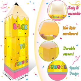 Welcome Back to School Decorations 4pcs Big Pencil Boxes for First Day of School Classroom Decorations New Term Begins Party Supplies