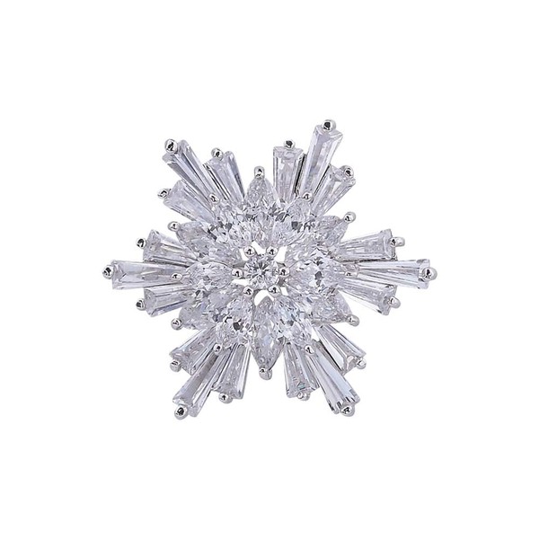 Clear Austrian Crystals Winter Snowflake Brooch Pin Elegant White Crystal Brooch Pins for Women, Copper, Copper