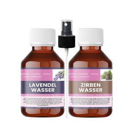 Organic Lavender Hydrolate + Organic Pine Hydrolate - 2 x 250 ml - Includes 1 x Atomiser - Organic Certified Hydrolate Set - Face Toner & Care - Alcohol-Free - Nakobe