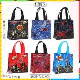 Roaring Good Time 12 PCS Spider Party Favor Gift Bags Spider Birthday Decoration Favor Bags Boxes Party Candy Bags Car Goodie Gift Treat Bags Themed Birthday Party Supplies