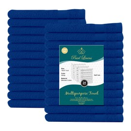 Pearl Linens 100% Cotton Premium Salon Towels Set of 24| Ultra Soft Hand Towels| Bulk Hand Towels | Spa, Gym Towel | Gym Hand Towel | Absorbent | Royal Blue Hand Towel | Hand Towel | 16x27 Inches