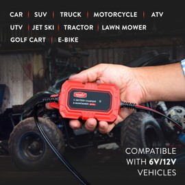 Weego Battery Tender: 6V/12V Trickle Charger for Cars, Motorcycles, & More - USA-Engineered Safe Battery Maintainer with Overcharge Protection & Desulfator - Water, Dirt, & Dust Resistant (BCM1)
