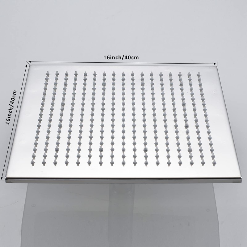 NeierThodore Polished Chrome Large 16 Inch LED Shower Head Solid