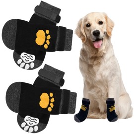 2 Pairs Anti Slip Dog Socks Paws Stop Licking Dog Grip Socks Pet Paw Protector Dog Boots Dog Claw Socks Dog Shoes Dog Slippers with Adjustable Strap for Puppy Dog Indoor Outdoor Hardwood Floor Walking