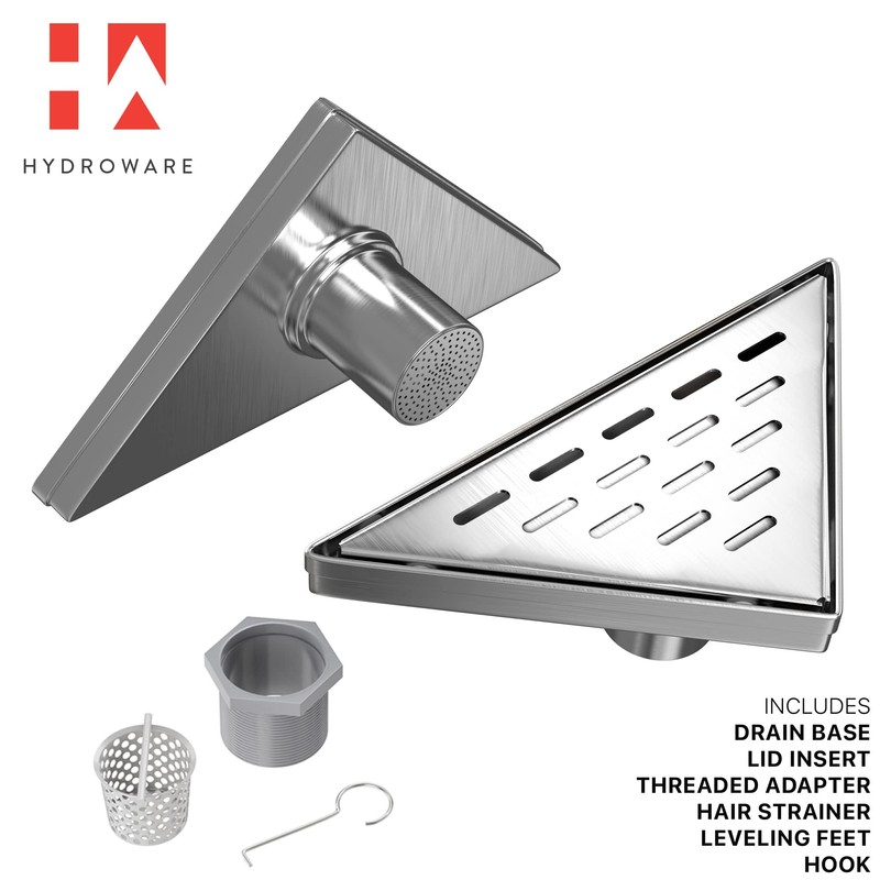Hydroware Triangle Shower Drain - Stainless Steel Triangular Shower Floor